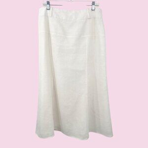 RICHARD MALCOLM LONG WHITE LINEN MAXI SKIRT - 12